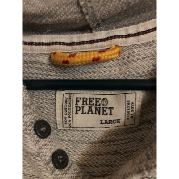 Free Planet Hoodie Pullover Heather Gray Men's Large - Picture 2 of 3